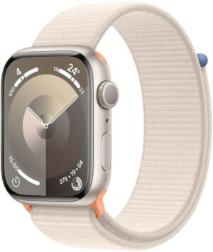 Apple Watch Series 9 (45mm) GPS Smartwatch Aluminium mit Sport Loop polarstern/polarstern