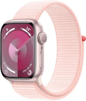 Apple Watch Series 9 (41mm) GPS Smartwatch Aluminium mit Sport Loop rosé/hellrosa