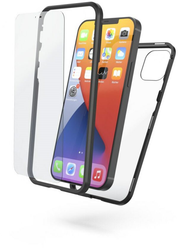 Hama Cover Magnetic+Glas+Displayglas für iPhone 12 schwarz/transparent