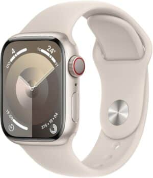 Apple Watch Series 9 (41mm) GPS+4G Smartwatch Aluminium mit Sportarmband S/M polarstern/polarstern