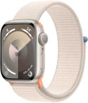 Apple Watch Series 9 (41mm) GPS Smartwatch Aluminium mit Sport Loop polarstern/polarstern