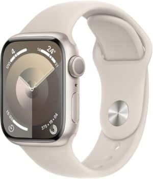 Apple Watch Series 9 (41mm) GPS Smartwatch Aluminium mit Sportarmband S/M polarstern/polarstern