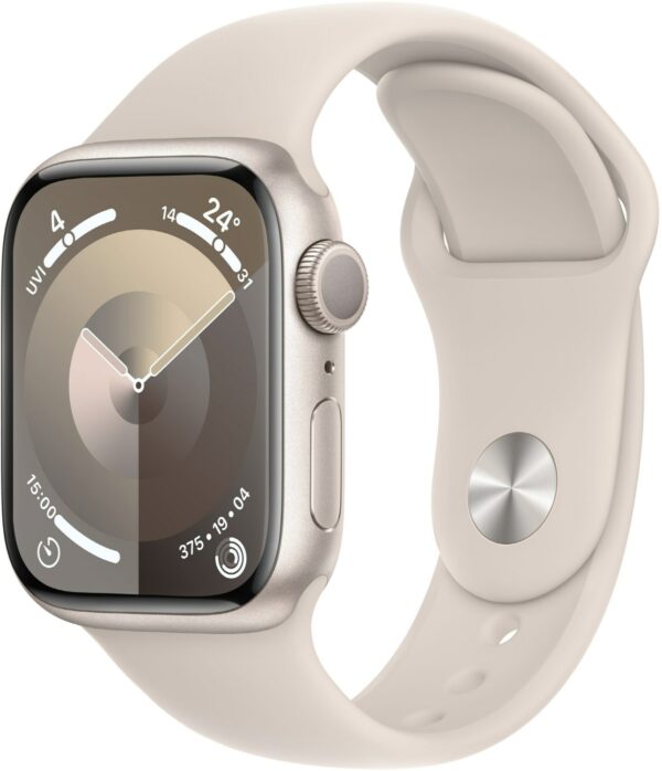 Apple Watch Series 9 (41mm) GPS Smartwatch Aluminium mit Sportarmband S/M polarstern/polarstern
