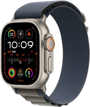 Apple Watch Ultra 2 (49mm) GPS+4G Smartwatch Titan mit Alpine Loop Armband (M) titan/blau