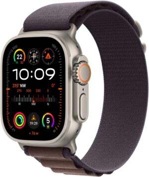 Apple Watch Ultra 2 (49mm) GPS+4G Smartwatch Titan mit Alpine Loop Armband (M) titan/indigo