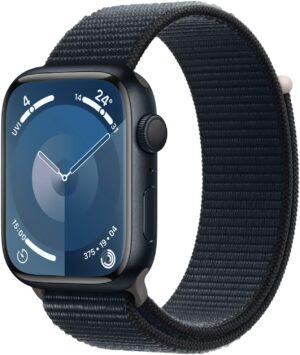Apple Watch Series 9 (45mm) GPS Smartwatch Aluminium mit Sport Loop mitternacht/mitternacht