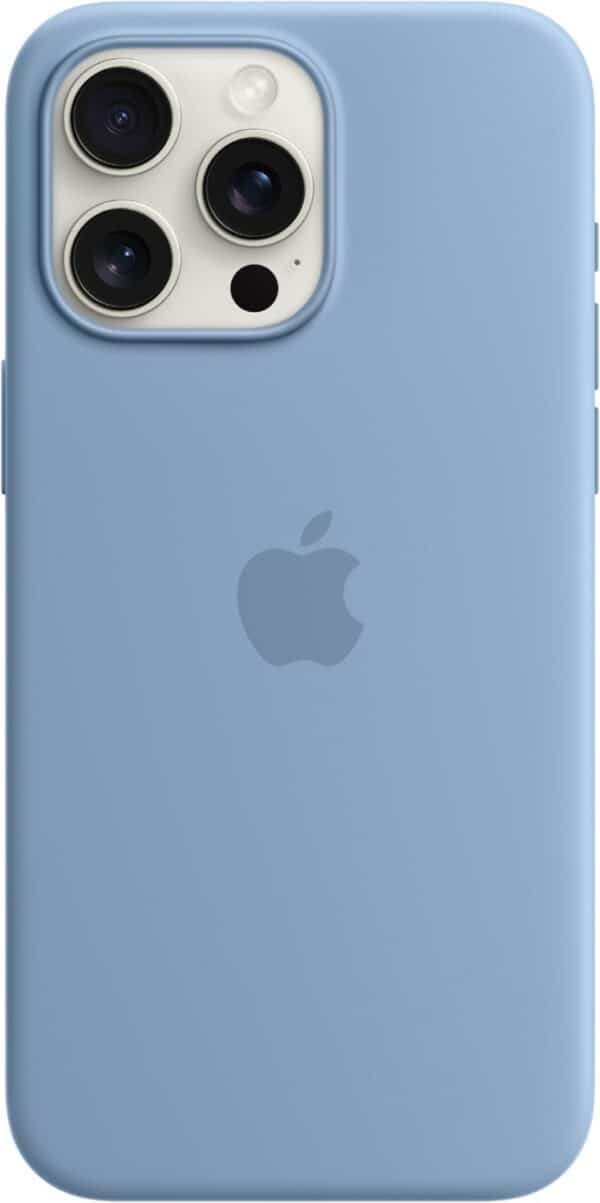 Apple Silikon Case mit MagSafe für iPhone 15 Pro Max winterblau