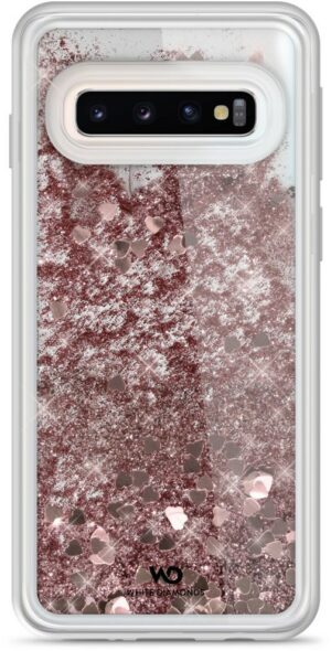 White Diamonds Cover Sparkle für Galaxy S10 rose gold hearts