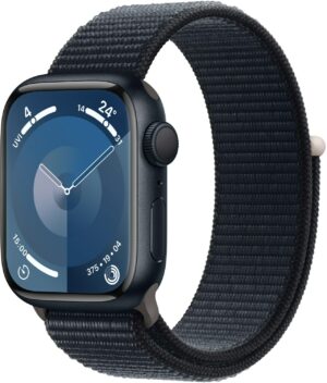 Apple Watch Series 9 (41mm) GPS Smartwatch Aluminium mit Sport Loop mitternacht/mitternacht