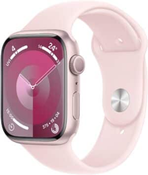 Apple Watch Series 9 (45mm) GPS Smartwatch Aluminium mit Sportarmband M/L rosé/hellrosa