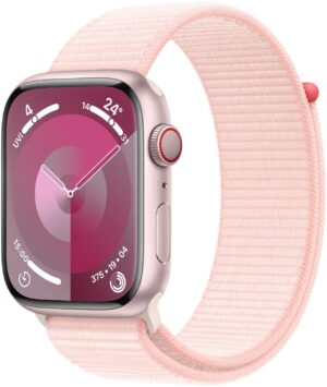 Apple Watch Series 9 (45mm) GPS+4G Smartwatch Aluminium mit Sport Loop rosé/hellrosa