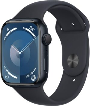 Apple Watch Series 9 (45mm) GPS Smartwatch Aluminium mit Sportarmband M/L mitternacht/mitternacht